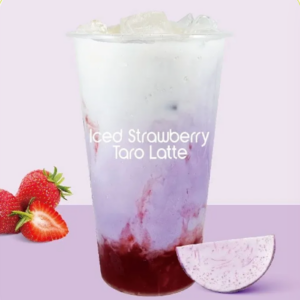 Iced Strawberry Taro Latte