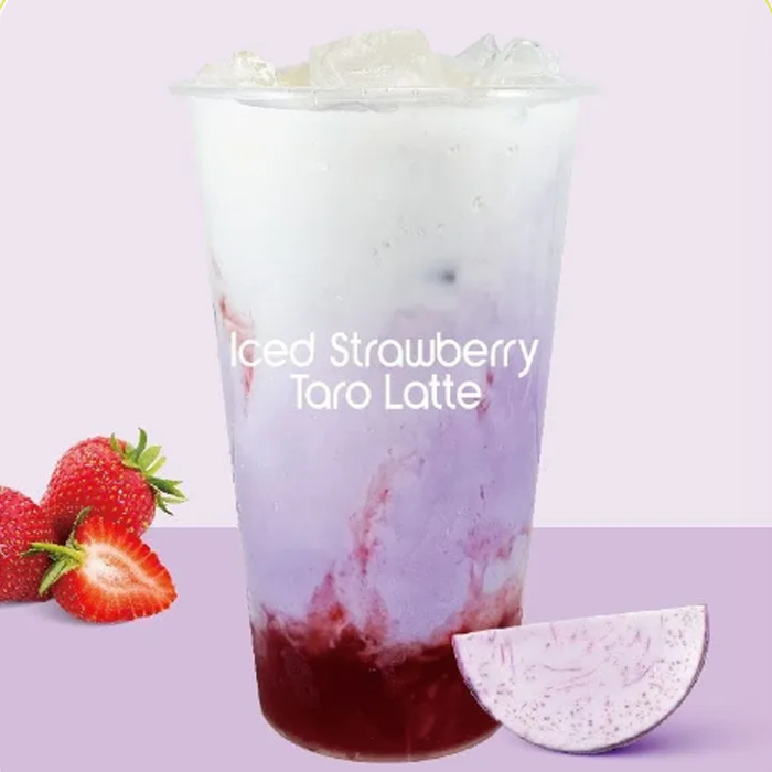 Iced Strawberry Taro Latte